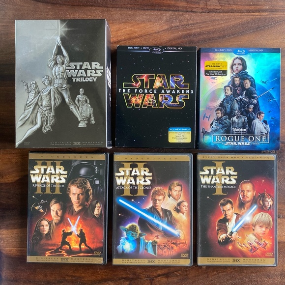 Lot Star Wars DVD Episodes 1-6 (I-VI) Widescreen Force Awakens Rouge One Blu-ray - Picture 1 of 11